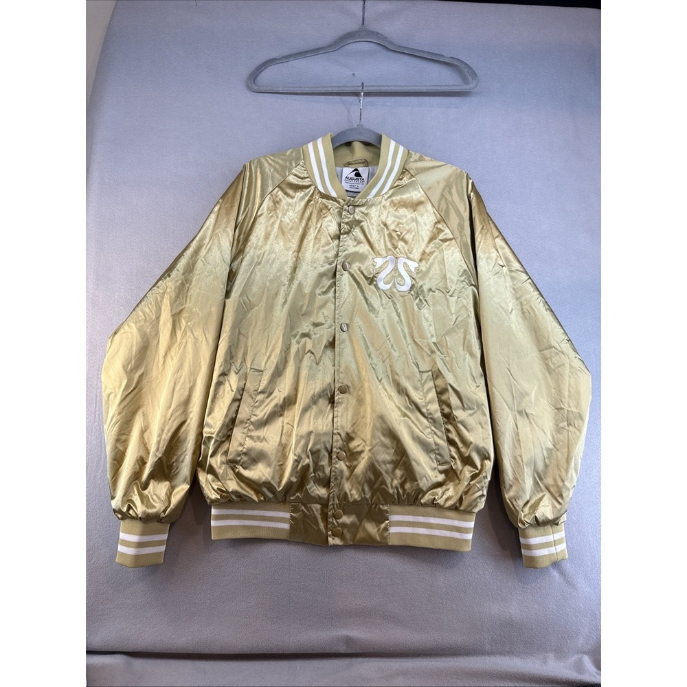 CRSSD House X Techno Gold Satin Bomber Jacket, Large, Augusta, Festival Rave
